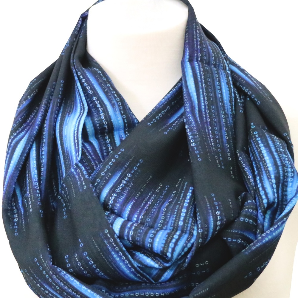 binary code scarf gift for her computer scientist